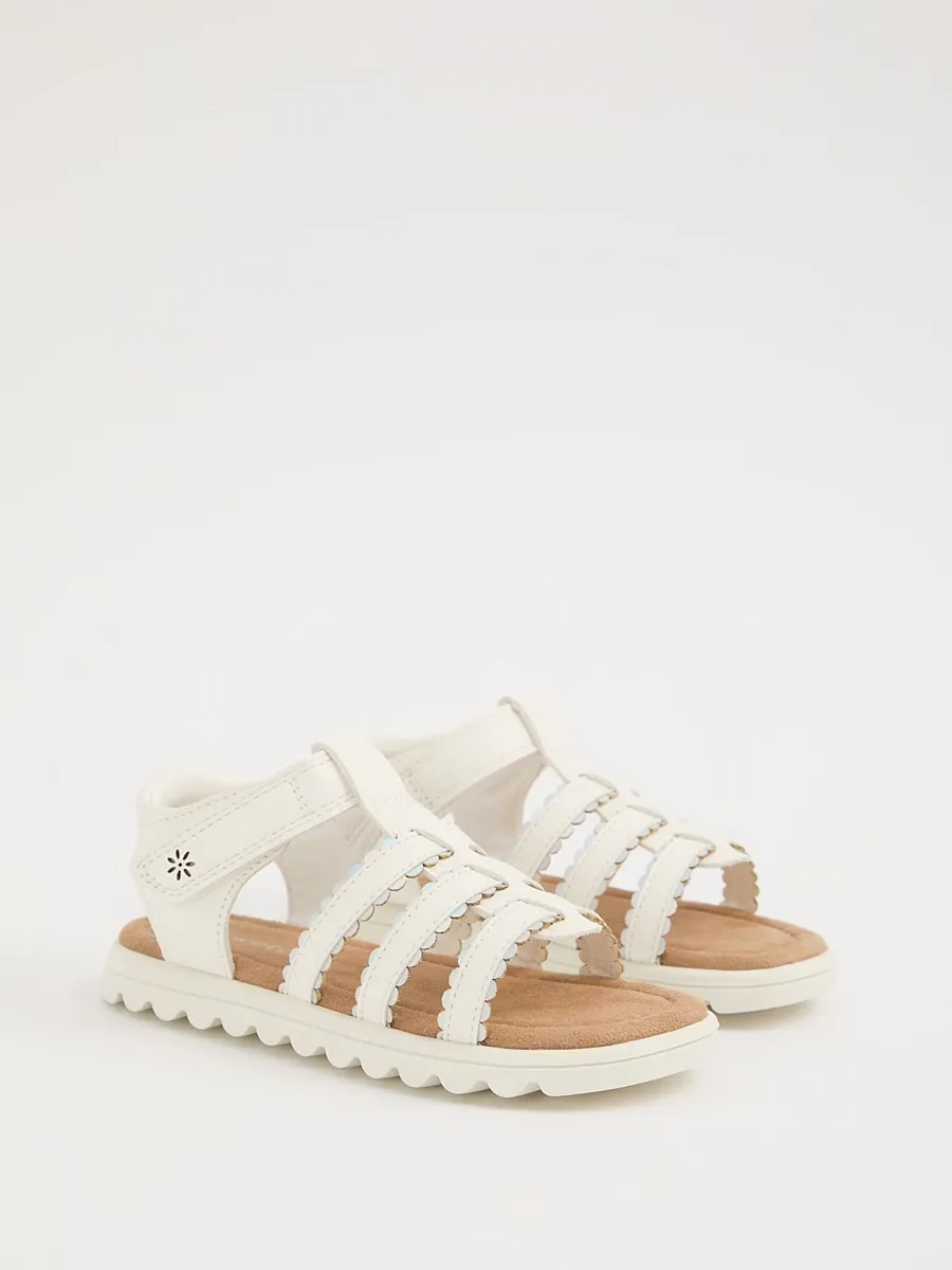 White Iridescent Trim Gladiator Sandal