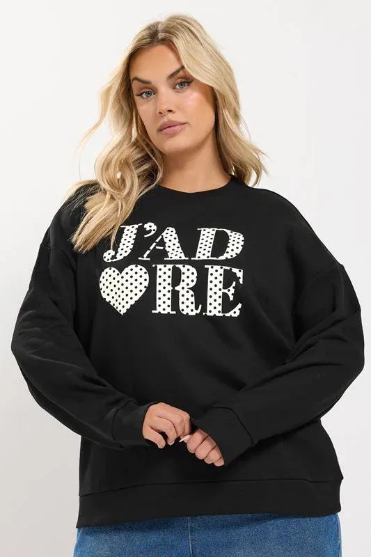 Black 'J'adore' Polka Dot Slogan Sweatshirt