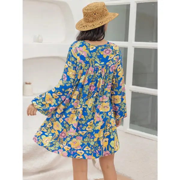 Soft Everyday V-Neck Balloon Sleeve Mini Dress