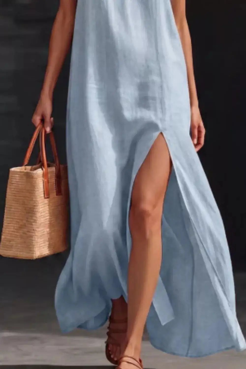 V Neck Slit Maxi Dress