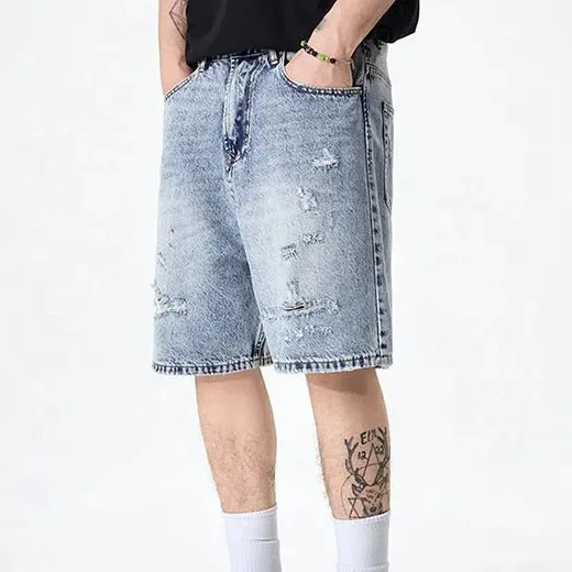Casual Relaxed Fit Ripped Washed Distressed Shorts