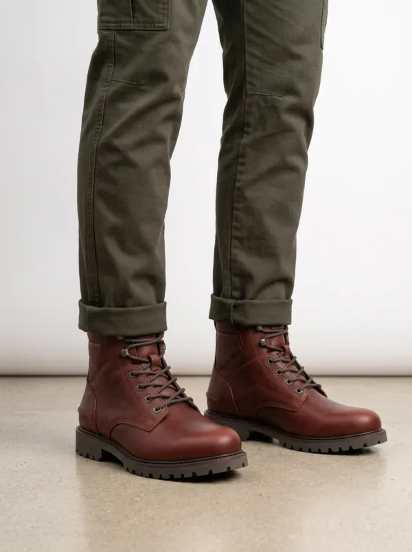Unisex Everyday Leather Lace-Up Print Work Boots