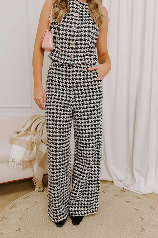 High Waist Wide Leg Knit Back Zip Pants