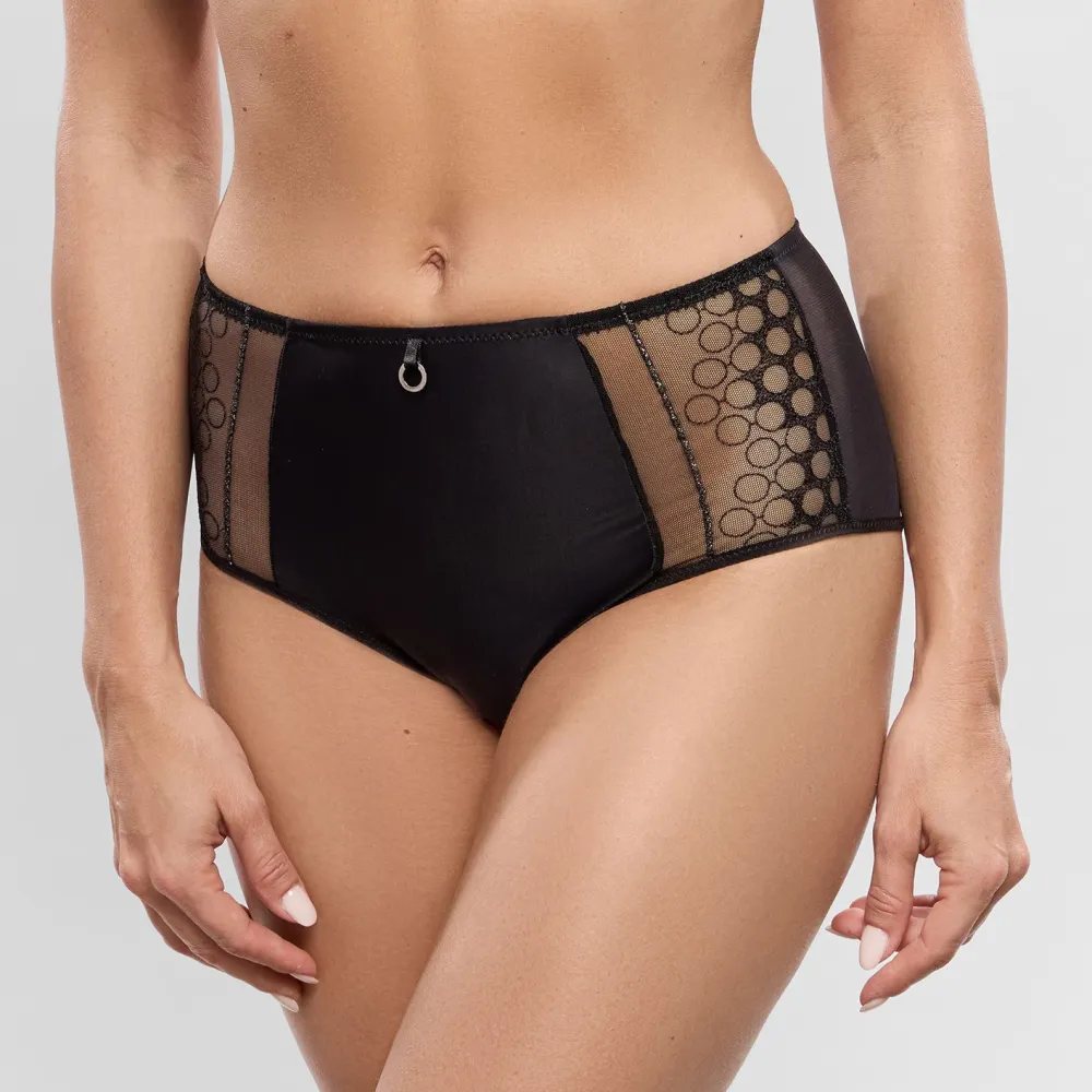 Women's Full Coverage Cotton Gusset Embroidery Sheer Detail Cotton Satin Shimmer Detail Brief Panty