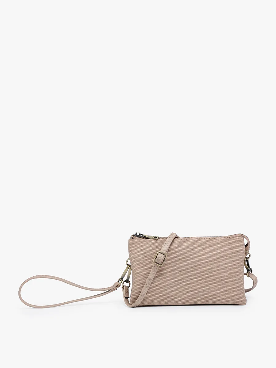 Structured Faux Canvas Crossbody Wristlet