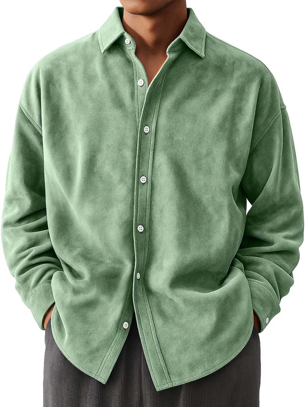 Suede Feel Long Sleeve Shirt