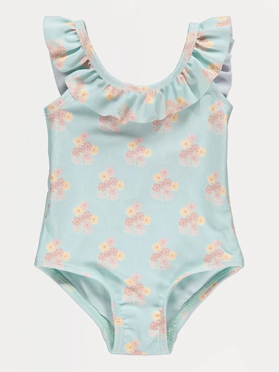 Green Floral Frill Swimsuit