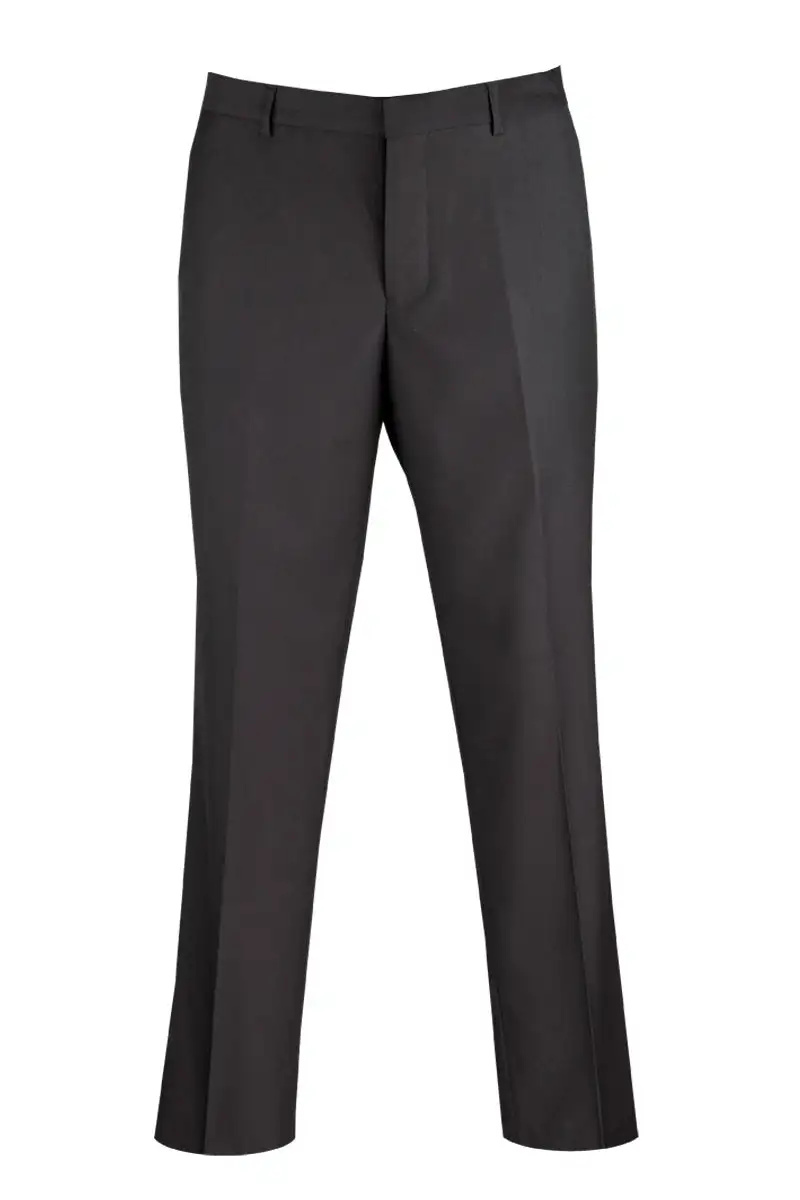 Black Modern Fit Solid Flat Front Pre Hemmed Dress Pants
