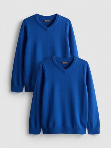 7-15yrs | 2pk Unisex Cotton Rich V-Neck School Jumpers detail 2