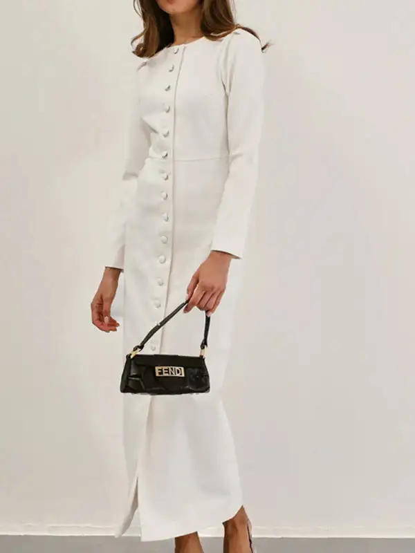 Layered Detail Long Sleeve Dress