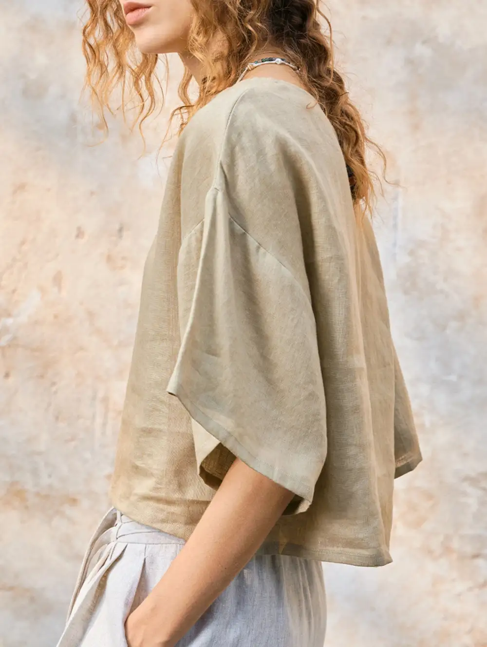 Linen Crew Neck Short Sleeve Tee