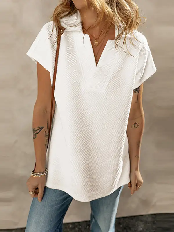 Relaxed Short Sleeve V-Neck Everyday T-Shirt