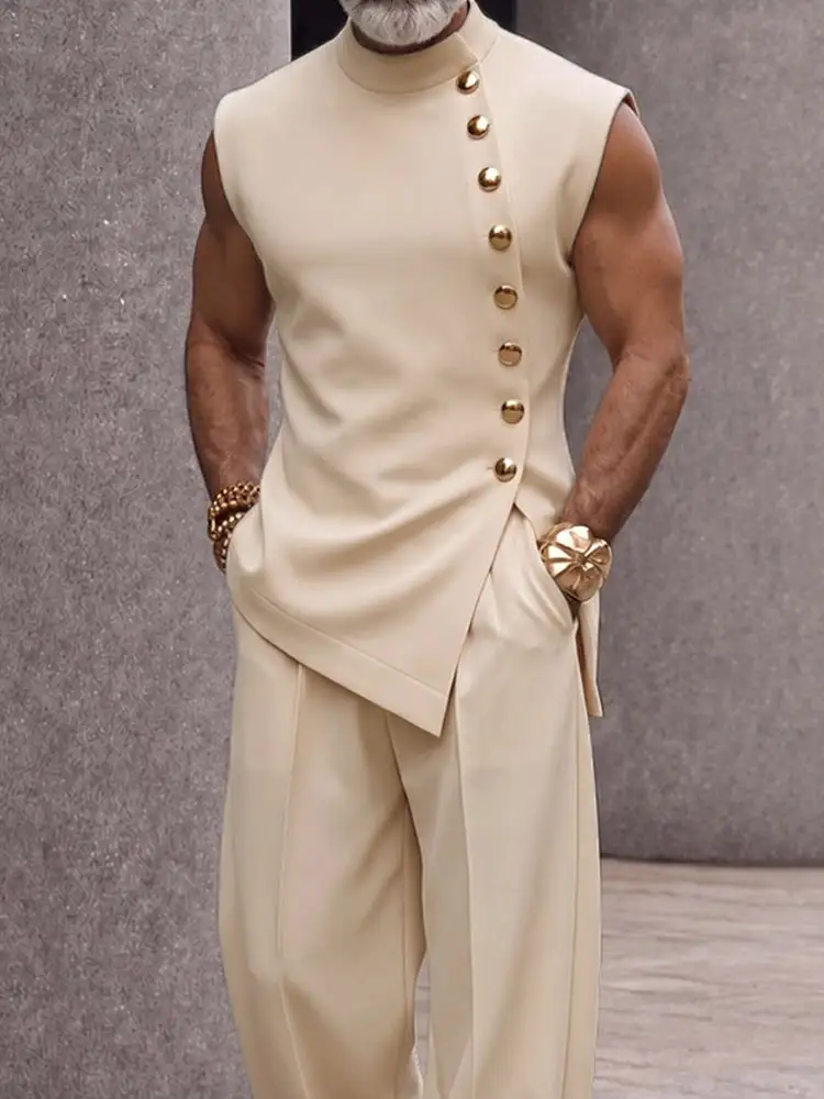 Button Sleeveless Top & Pants Set