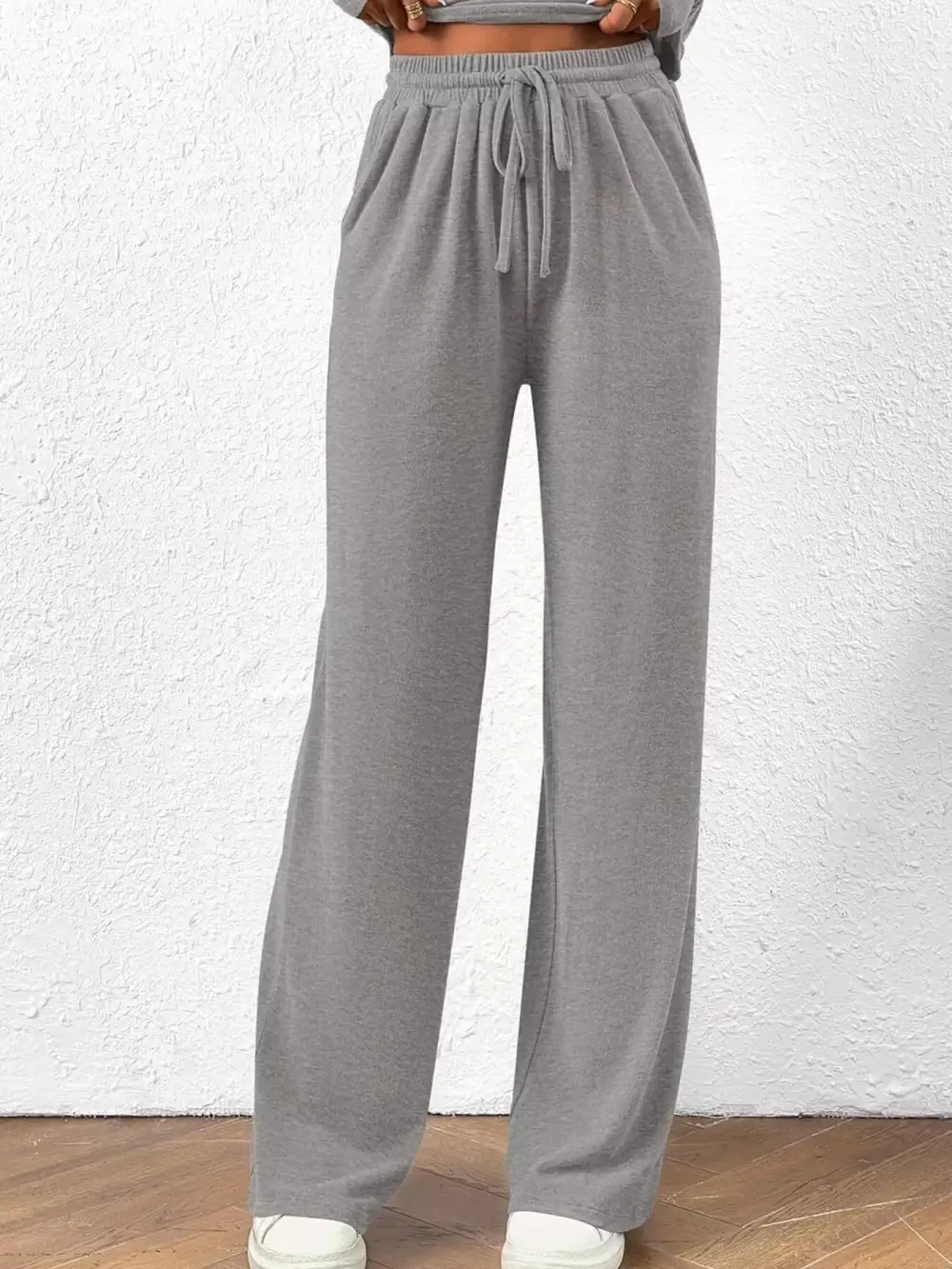 Relaxed Long Sleeve Top and Wide Leg Pants Set