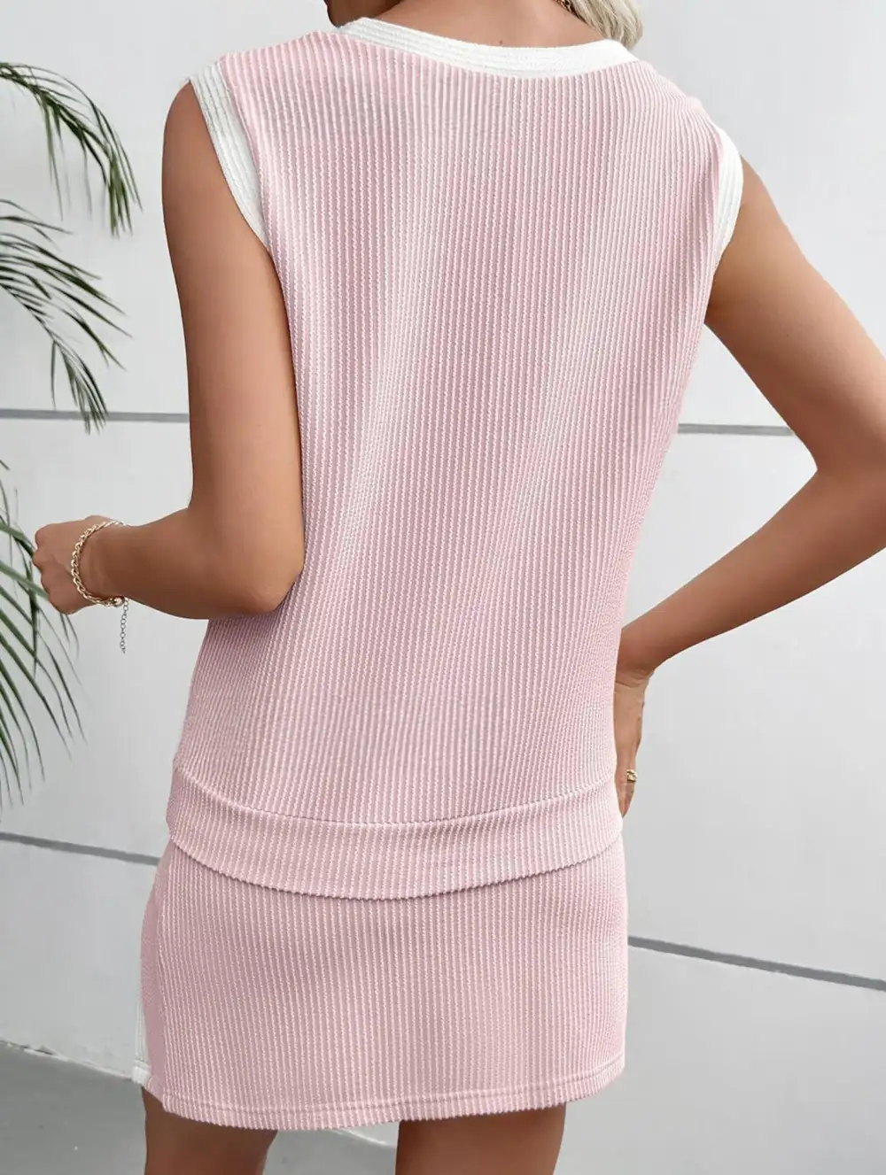 Block Slit Sport Tank Top Set