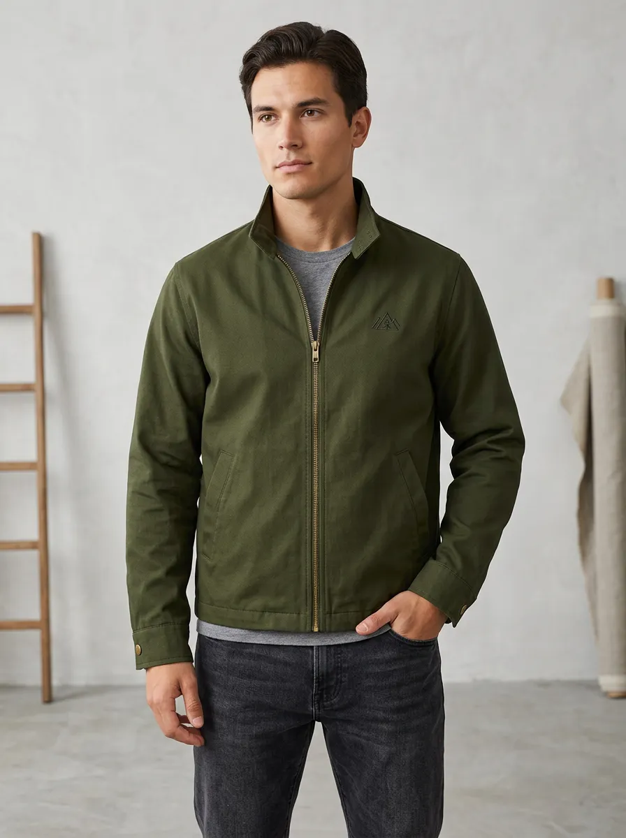 Men's Outdoor Adventure Mountain Logo Printed Zip-Up Jacket