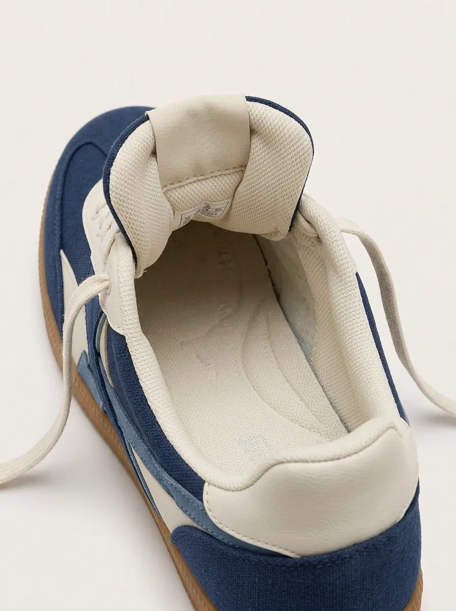 Unisex Blue White Retro Colorblock Sneakers