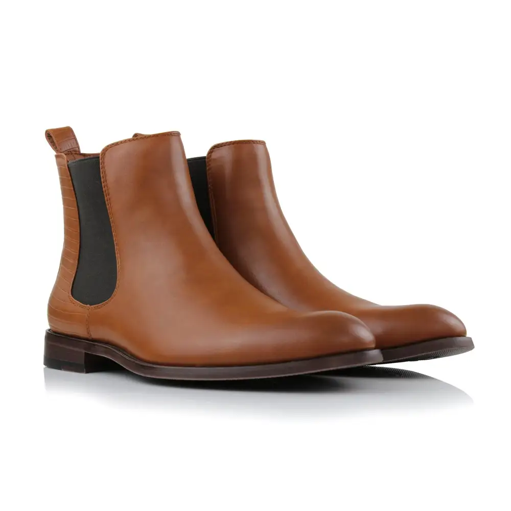 Refined Faux-Leather Slip-On Elastic-Side Chelsea Boots