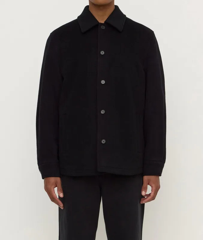 Black Wool Button Jacket