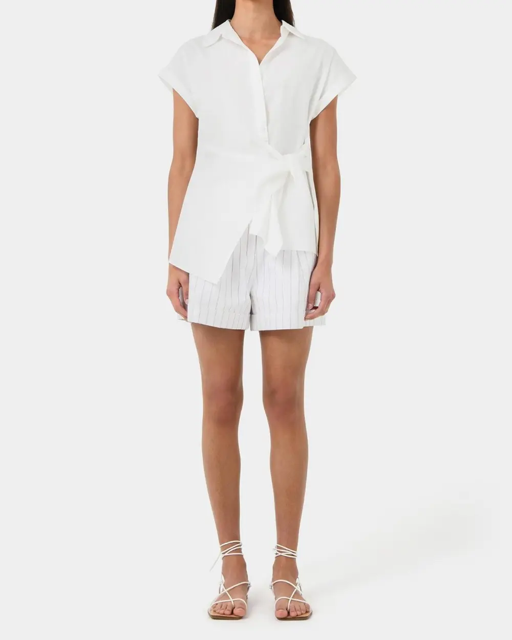 Chic Collar Tie Button Shirt