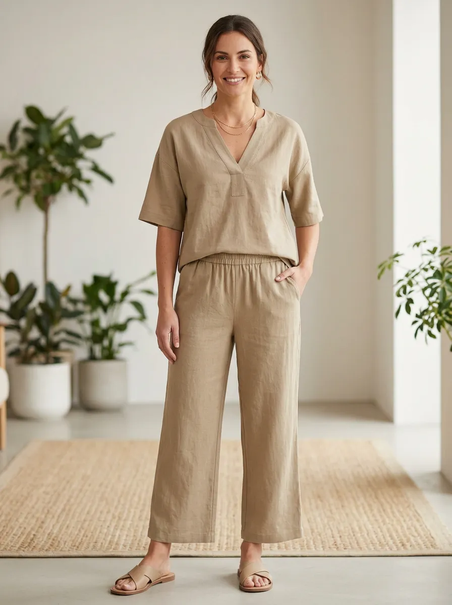 Clean-Look Women's V-Neck Casual Lounge Set