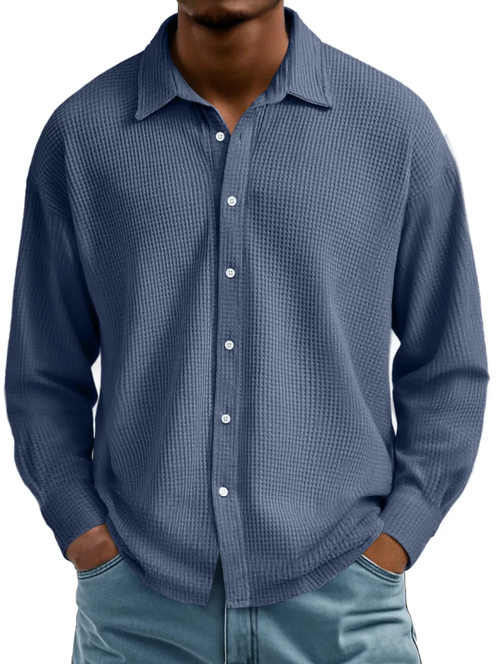 Textured Knit Camp Collar Shirt