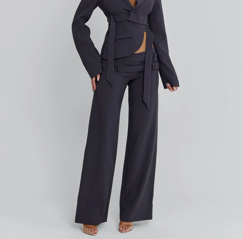 Charcoal Plunge Tailored Blazer