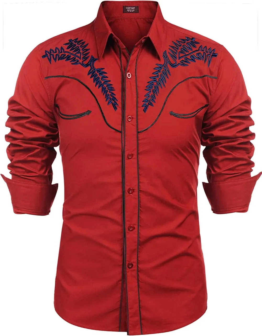 Embroidered Cowboy Button Down Shirt Jeans