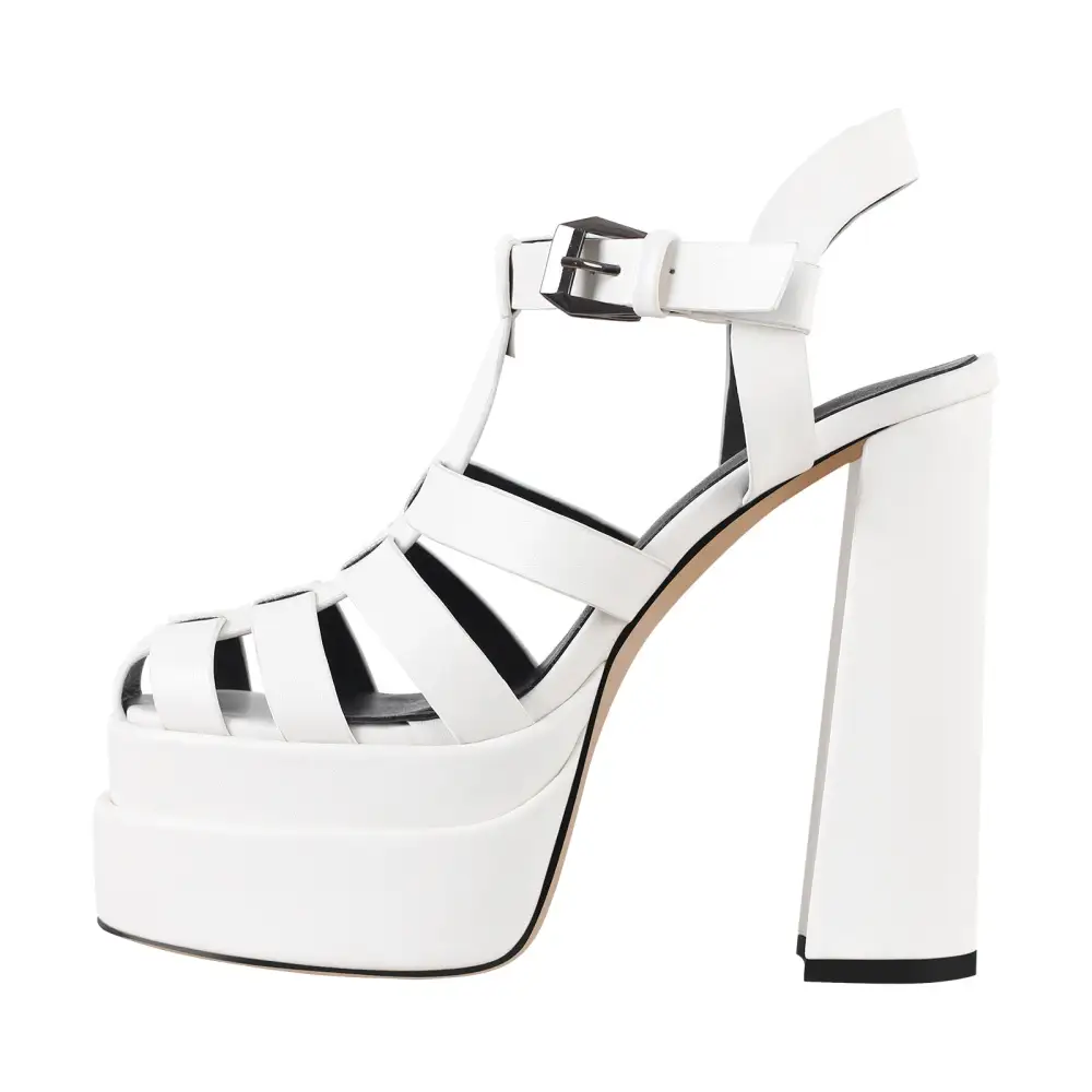 Platform Chunky High Heel Hollow Out Strappy Sandals