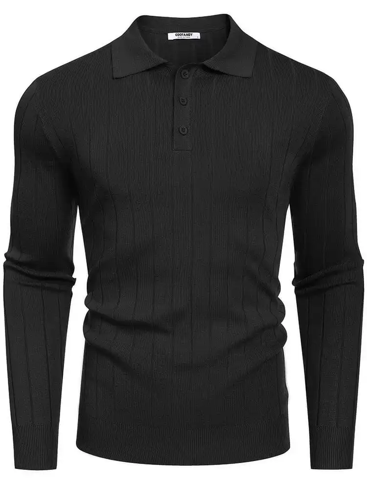 Casual Knit Polo Sweater Hoodie