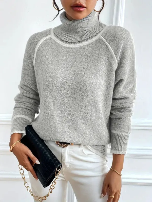Contrasting Turtleneck Sweater