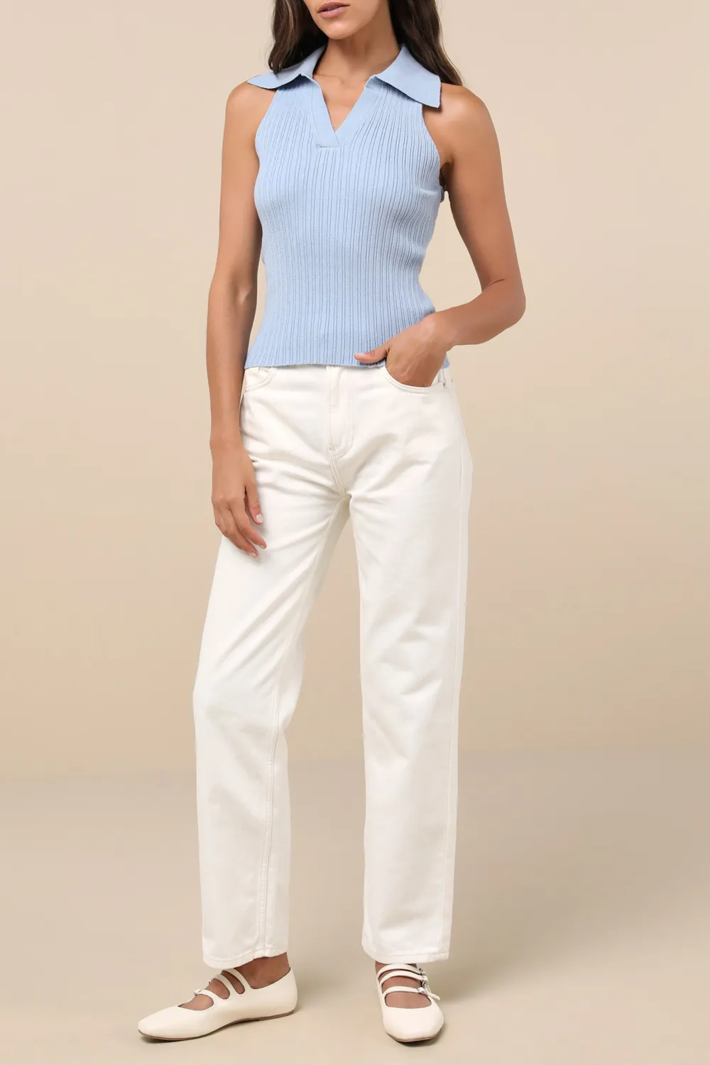 Daily Collared Sleeveless Sweater