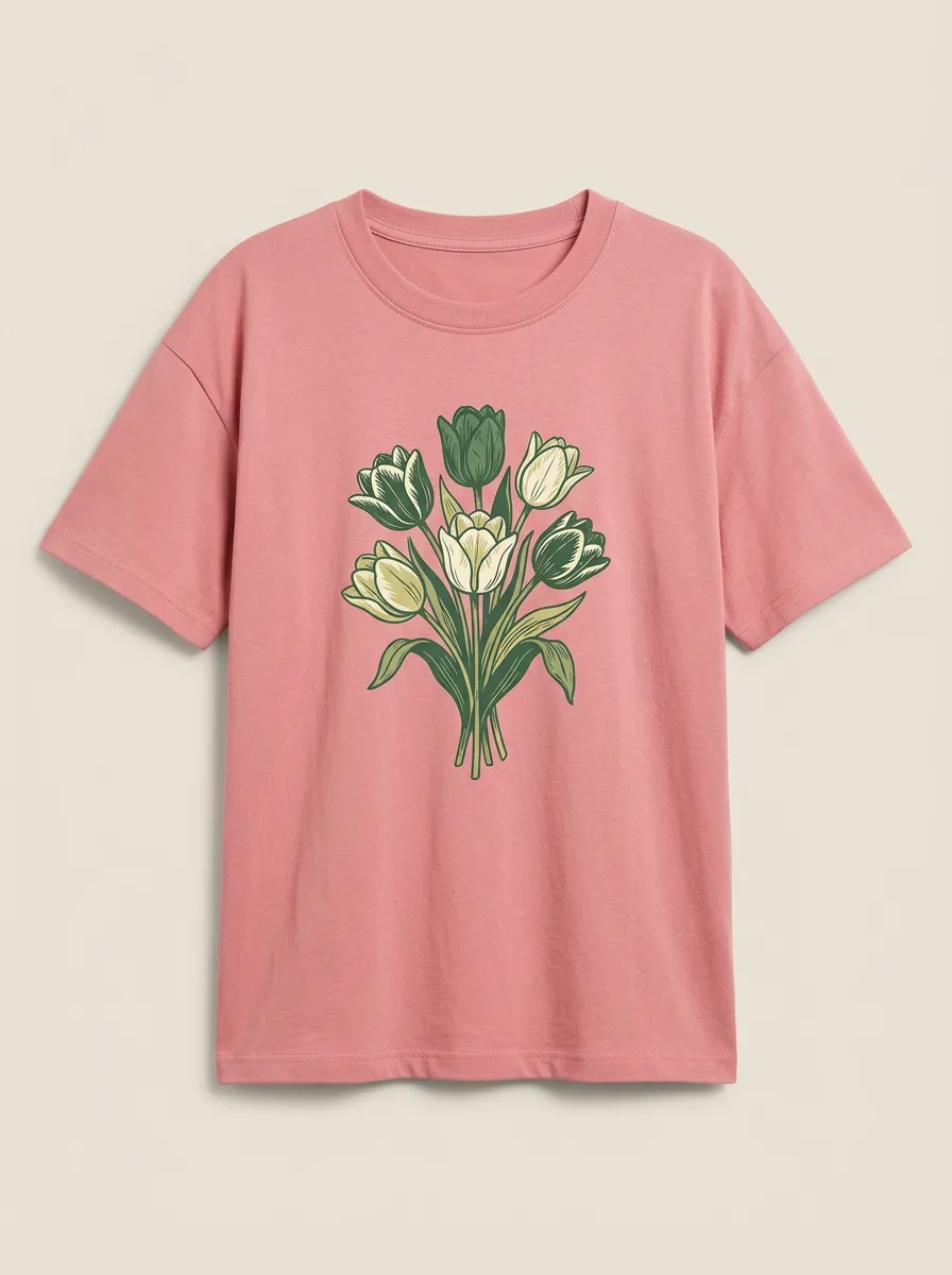 Women's Crew-Neck Graphic Rib-Trim Relaxed-Fit T-Shirt