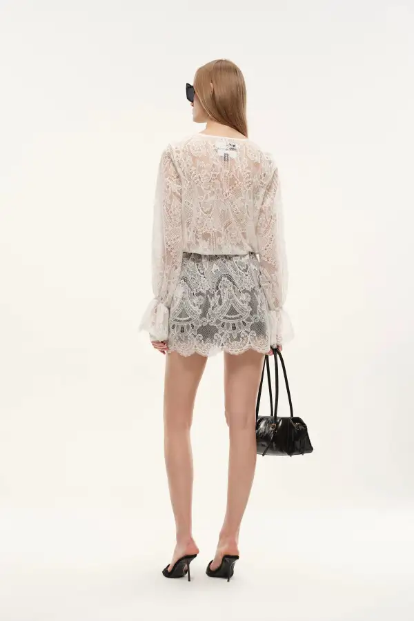 Tie Front Lace Mini Dress