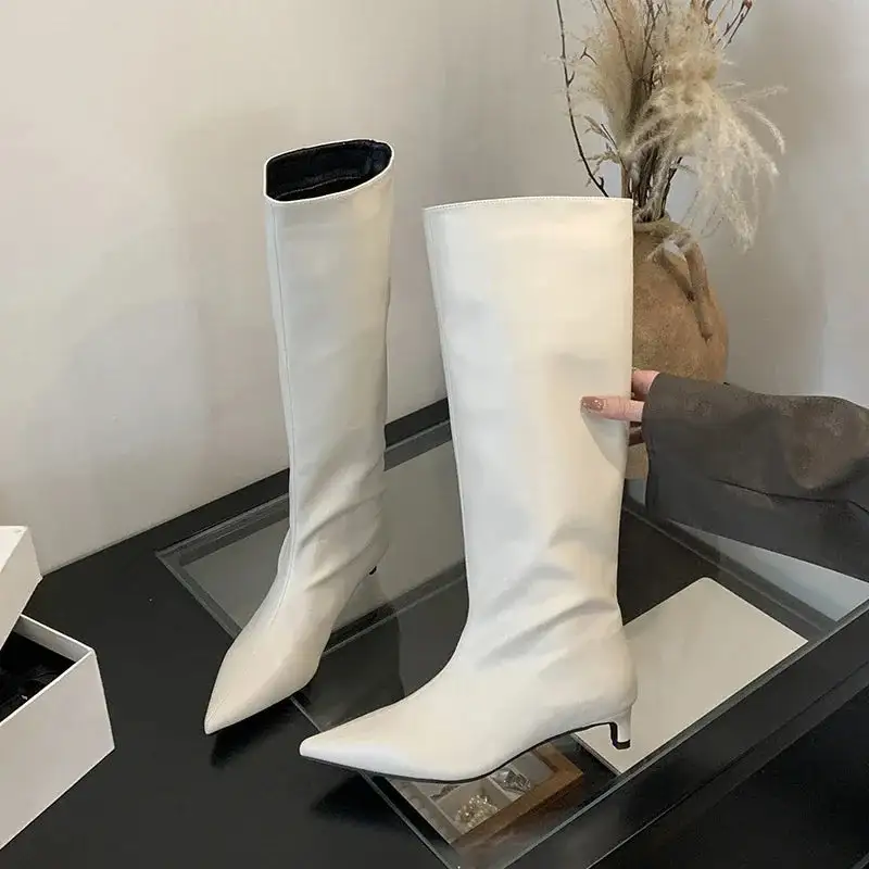 Pointed-Toe Knee-High Boots