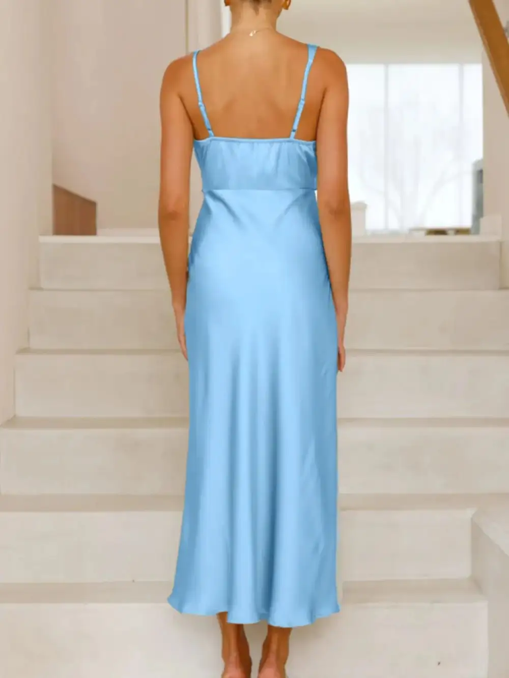Balanced Detail Satin Midi Dress