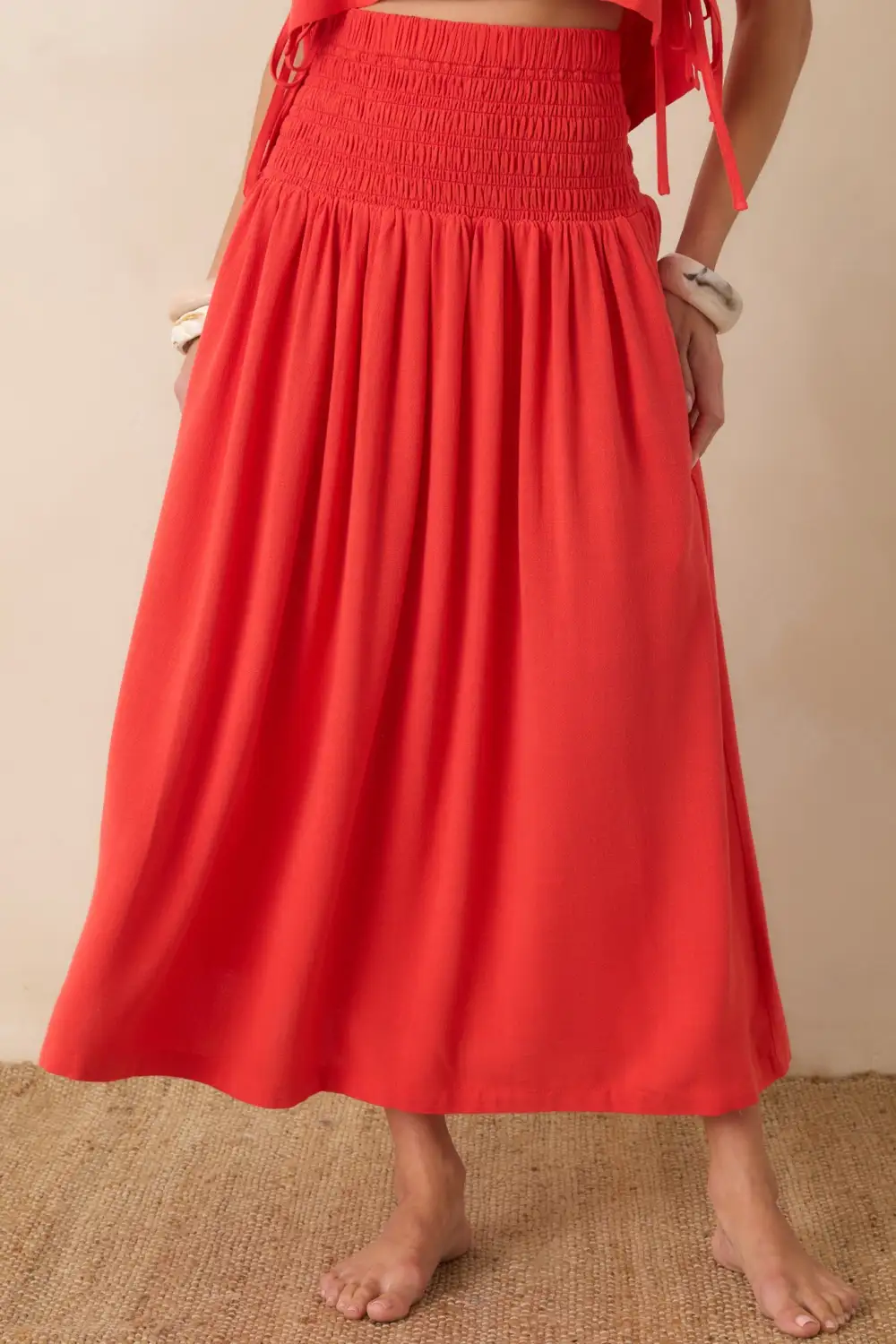 Simple Linen Blend Linen Maxi Skirt