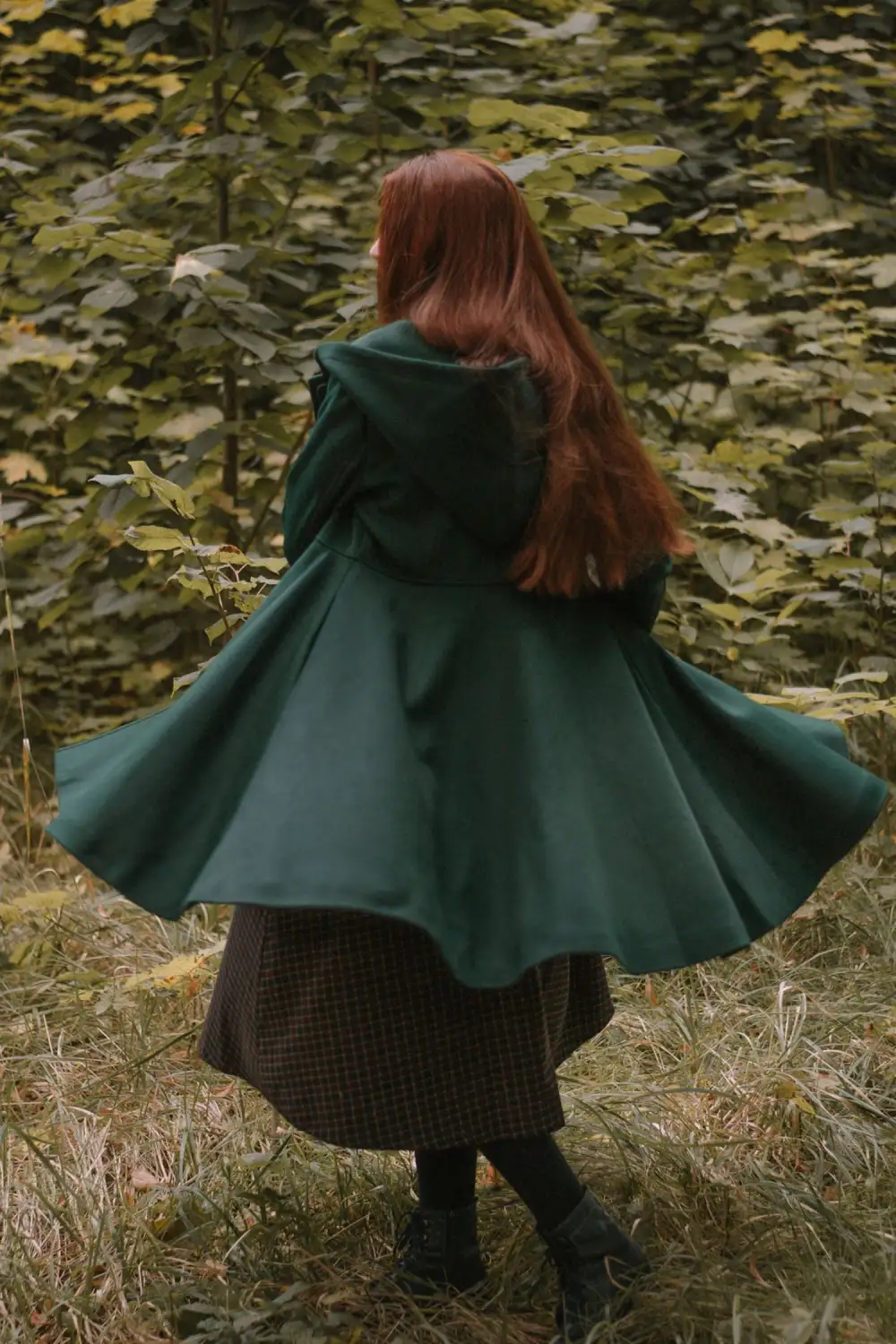 Relaxed Wool Blend Fit and Flare Hooded Pocketed Button Front Coat