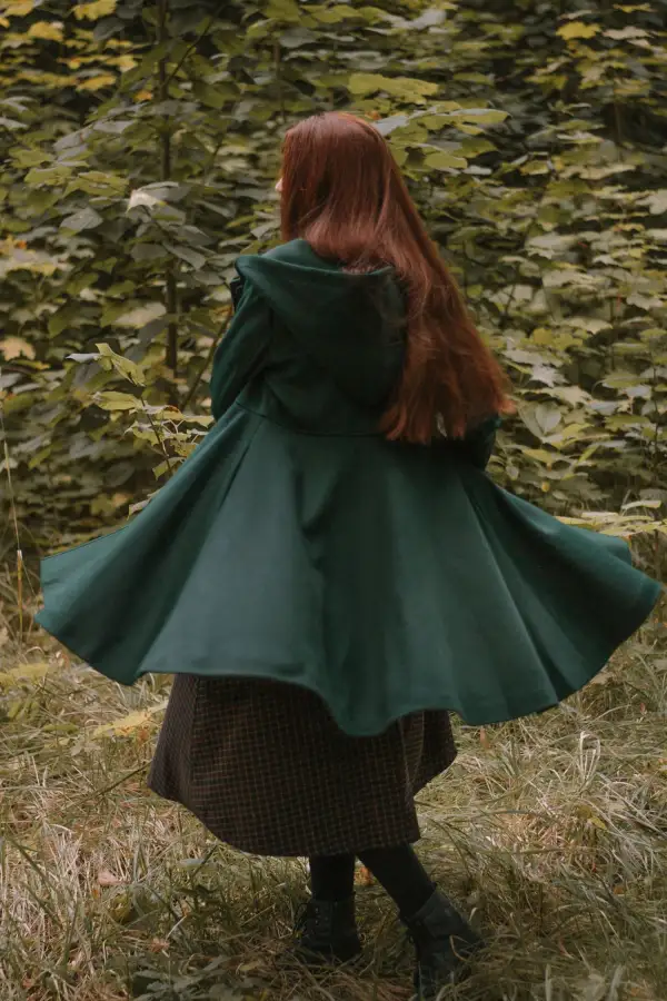 Relaxed Wool Blend Fit and Flare Hooded Pocketed Button Front Coat