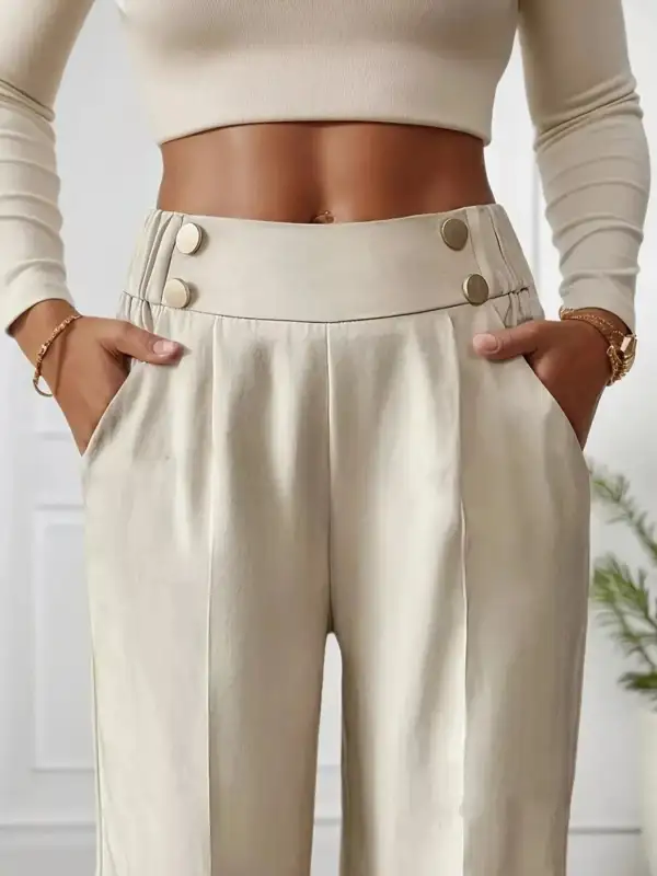 Wide Leg High Waist Cropped Pocketed Pants
