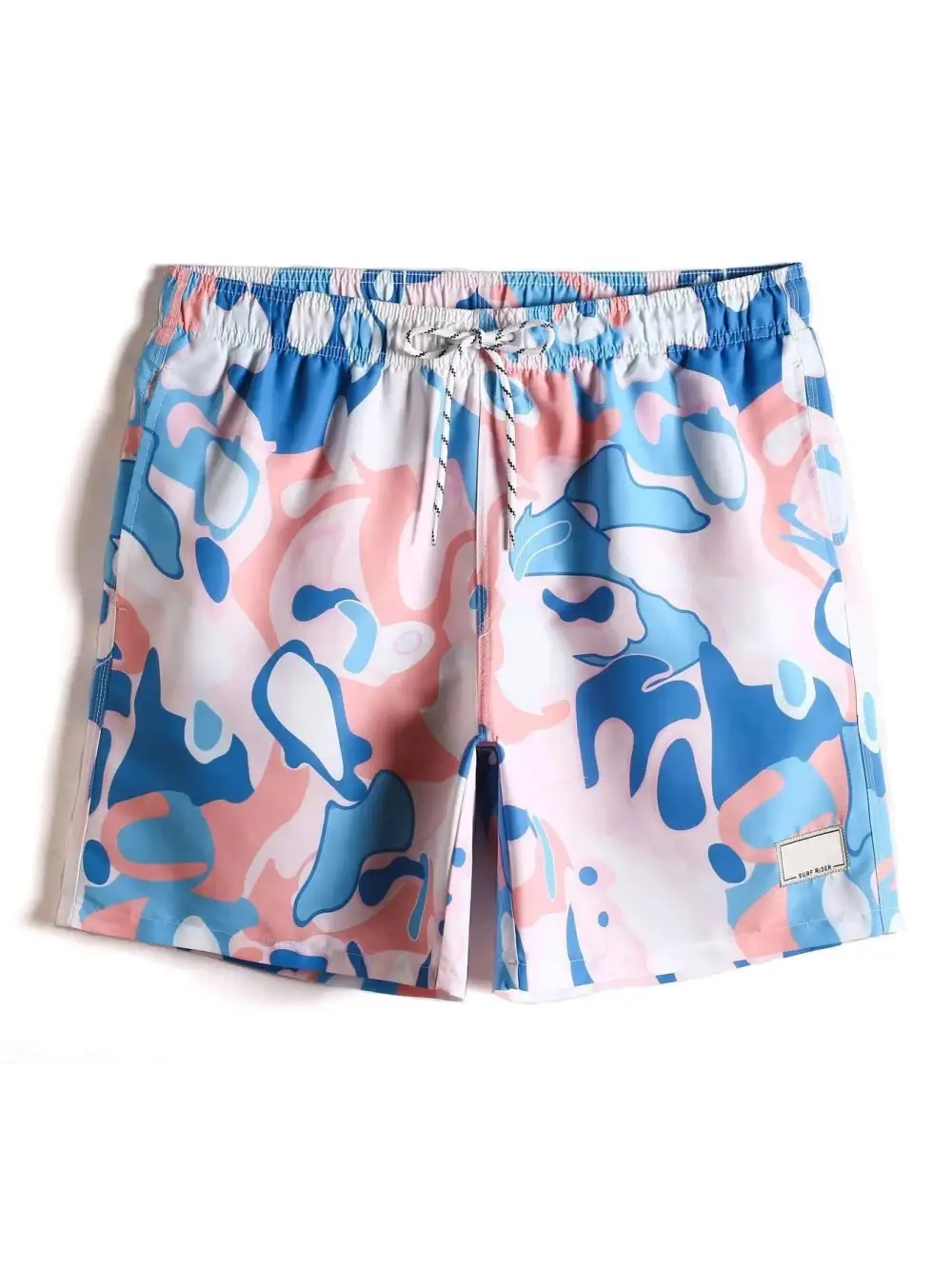 Men's Allover Print Letter Patch Detail Swim Trunks