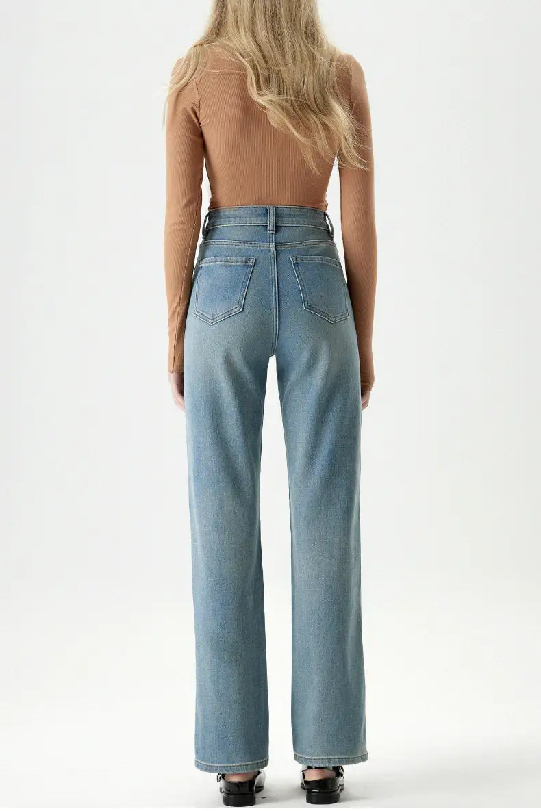 Straight-Leg Minimalist Denim Pants