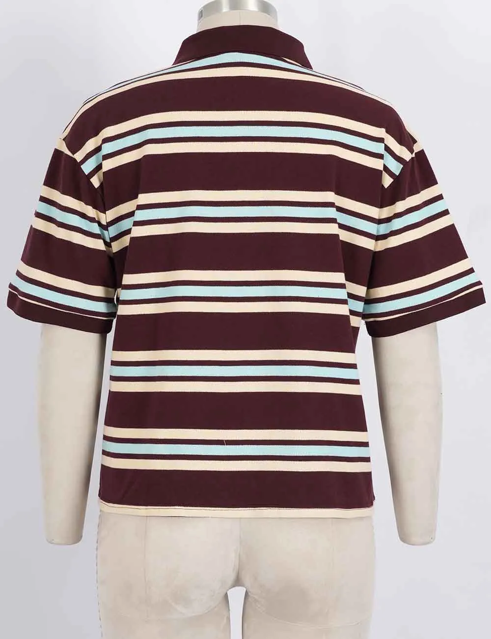 Polo Collar Short Sleeves T-shirt Top