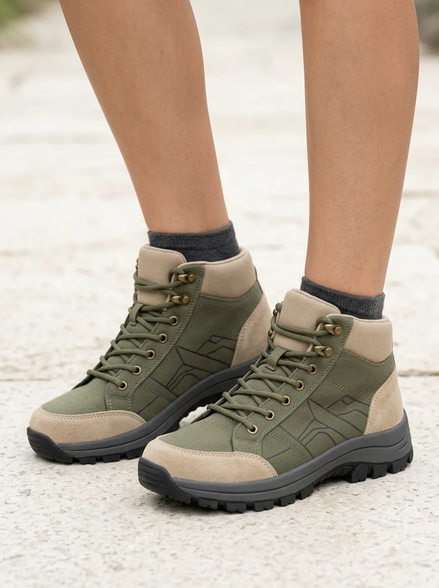 Trail Geometric Canvas Hiking Boots