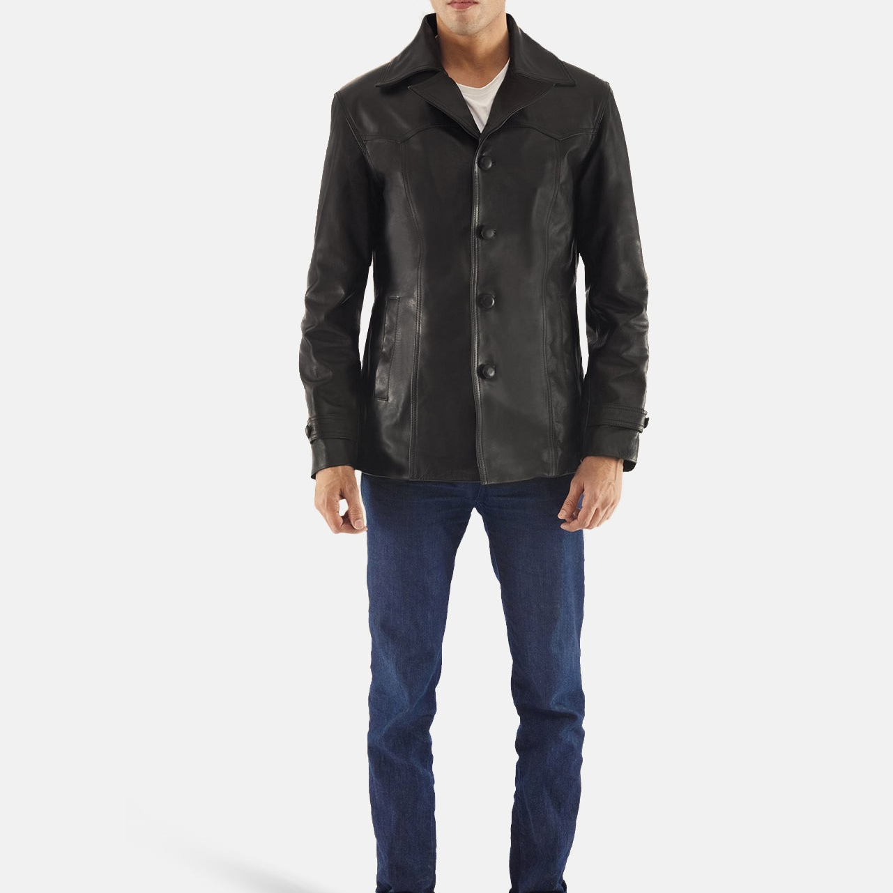 Men's Textured Leather Coat