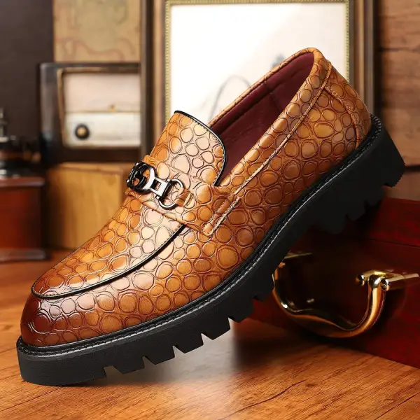 Textured Leather Loafers