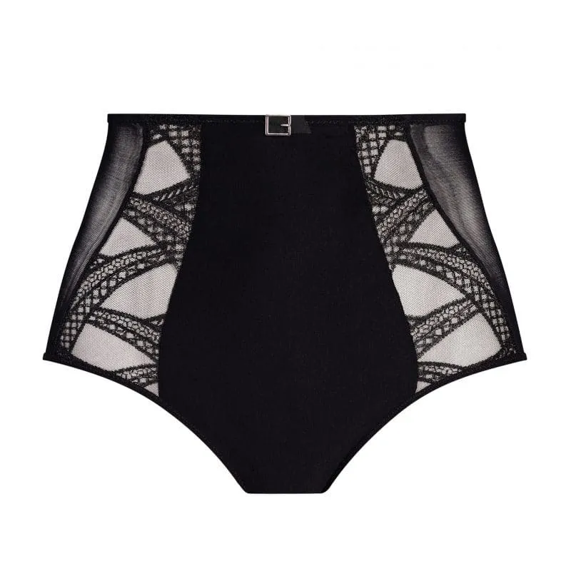 Women's Embroidery Mesh Cutout Detail Lightweight High Waist Panty