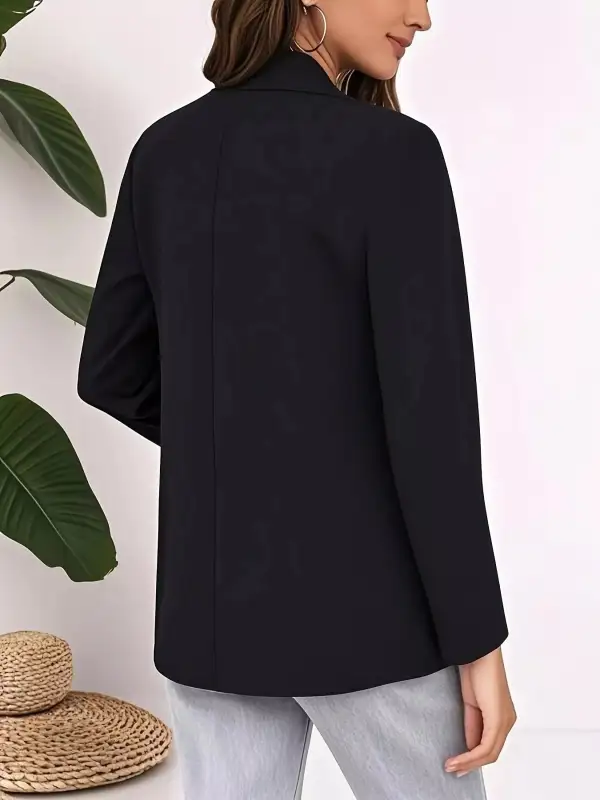 Pocketed Lapel Collar Single Button Blazer