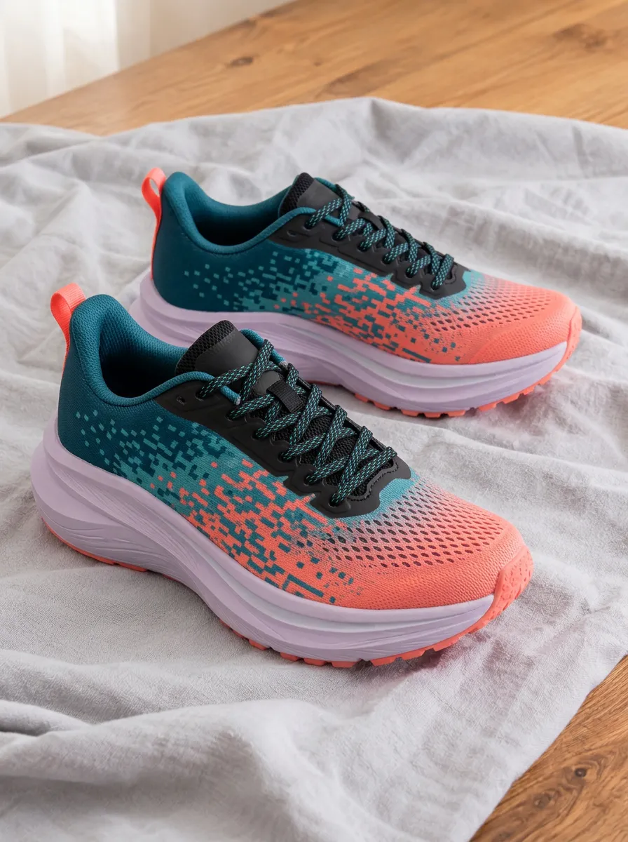 Women's Sporty Pixel Gradient Printed Running Shoes