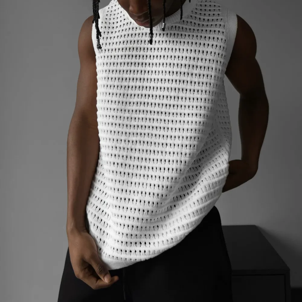 Easygoing Relaxed Grid Texture Tank Top